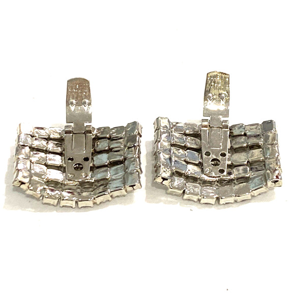 Vintage Bluette Shoe Clips clear white rhinestones on silvertone Made in France - Picture 3 of 7